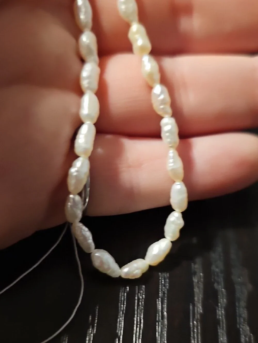 Vintage Genuine Freshwater Rice Pearl Bead Strand